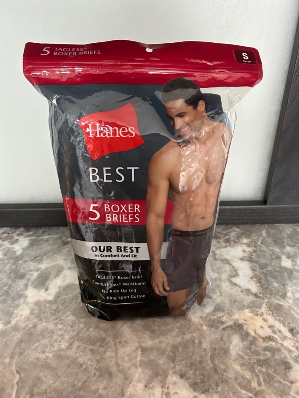 Hanes Best 5-Pack Men's Tagless Boxer Briefs - Black and Red Accents